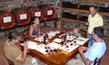 A wine making in Tuscany session being held in the Chianti region