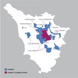 Map of the Chianti Tuscan wine region