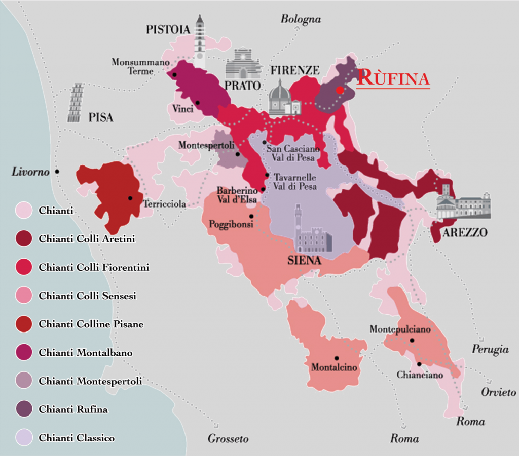 Chianti wine production zones map