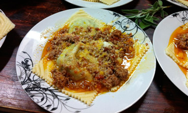 Ravioli prepared during a Tuscan cooking class