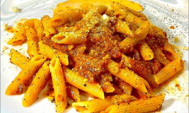 Penna Strascicate a famous Florentine pasta dish at Oltre il Giardino restaurant in Panzano Tuscany