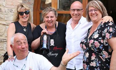 Clients-at-a-winery-web375lf Wine tasting with Sergio of Scenic Wine Tours in Tuscany