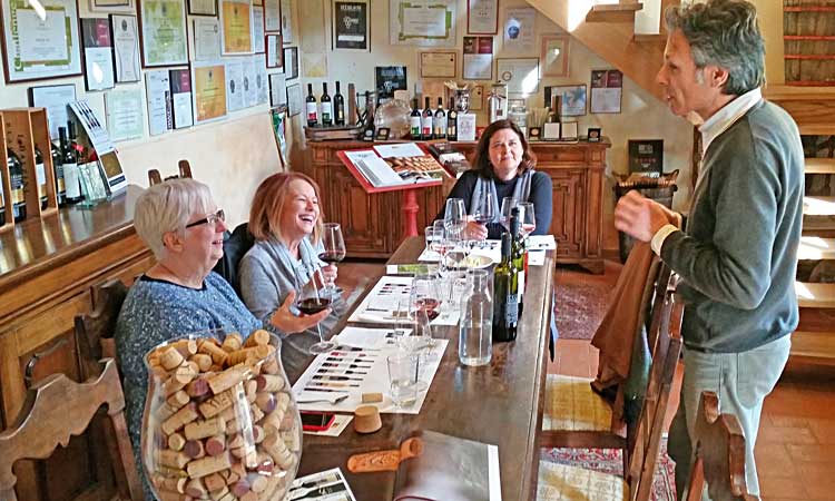 Wine tasting in a Tuscan winery